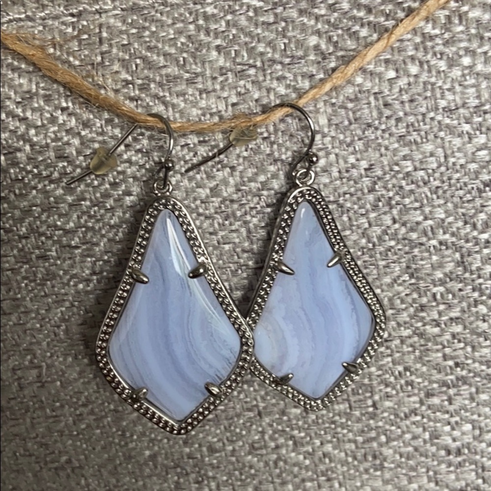 Kendra Scott Blue Lace Agate Alexandra Earrings